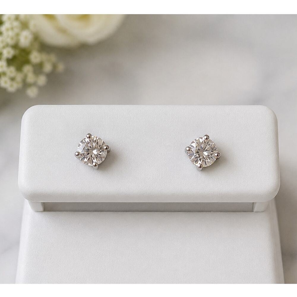 Beautiful Sterling Silver Moissanite Stud Earrings – 0.44 CTW - LED Gift Box